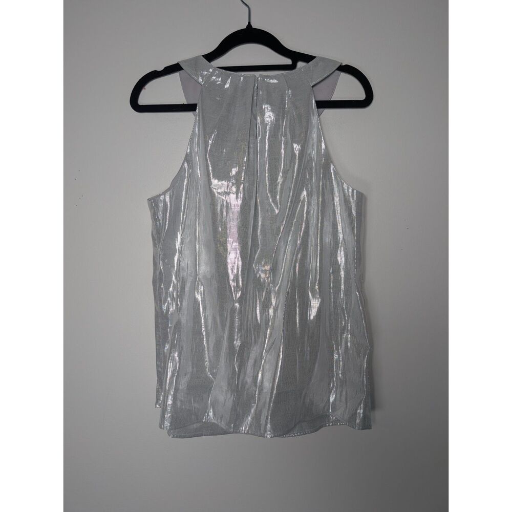 Talbots Metallic Silver Sleeveless Shell Top NWT Cocktail Party Sz 4 Luxury Glam - Picture 3 of 9